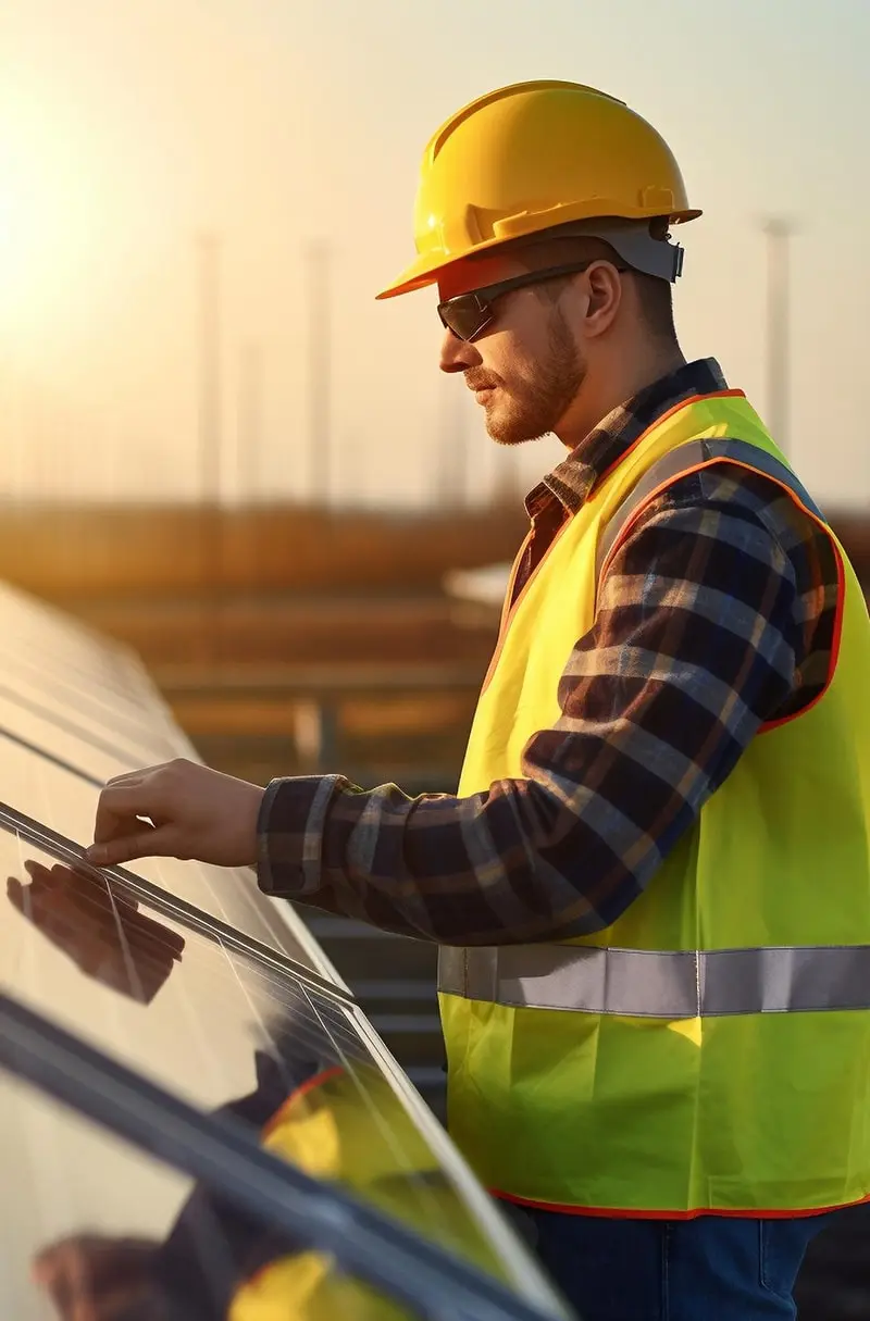 Radnik na instalaciji solarne opreme